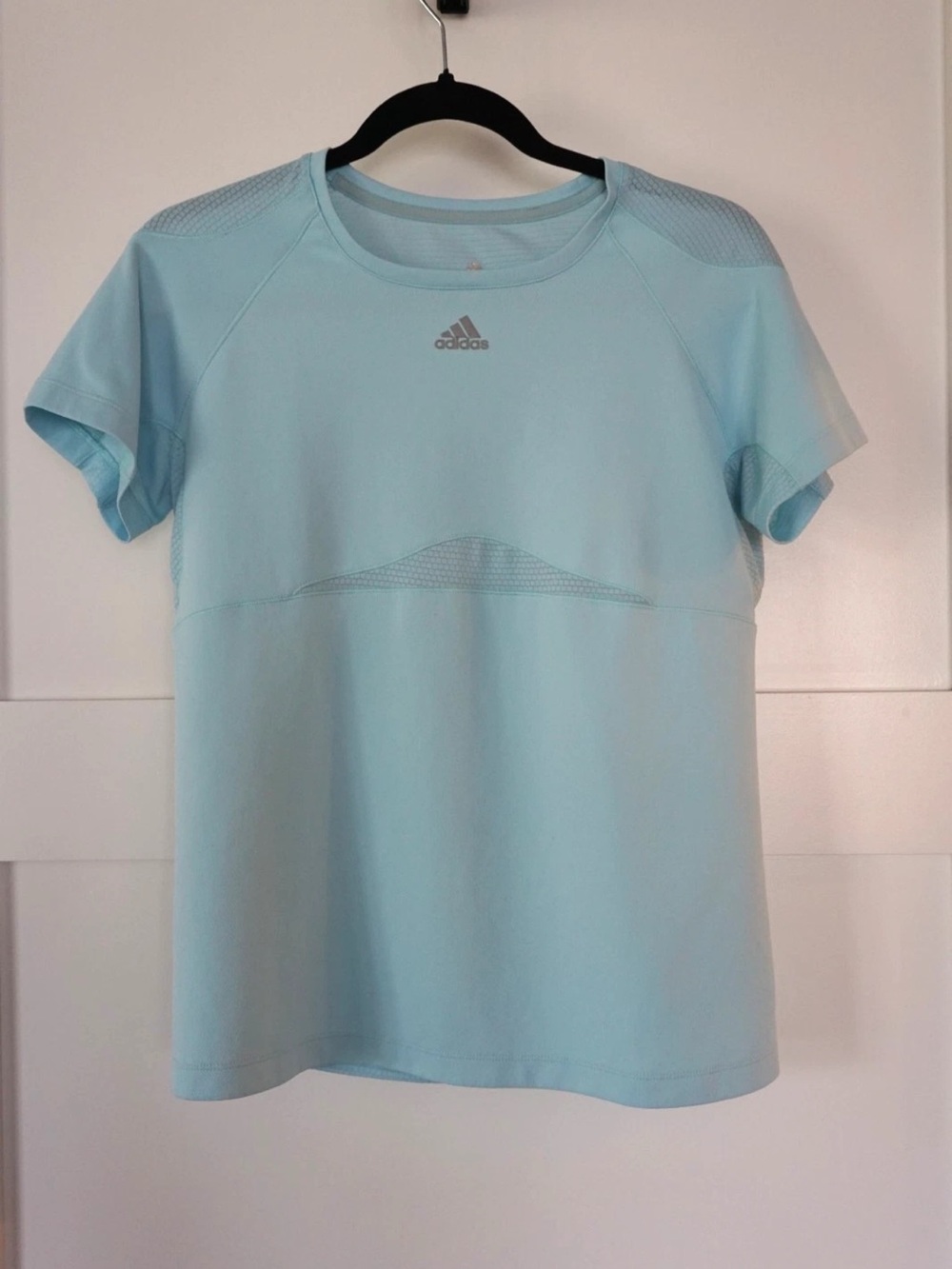 Adidas Clima-lite Womens Sports Short Sleeve T Shirt Top Baby Blue Medium